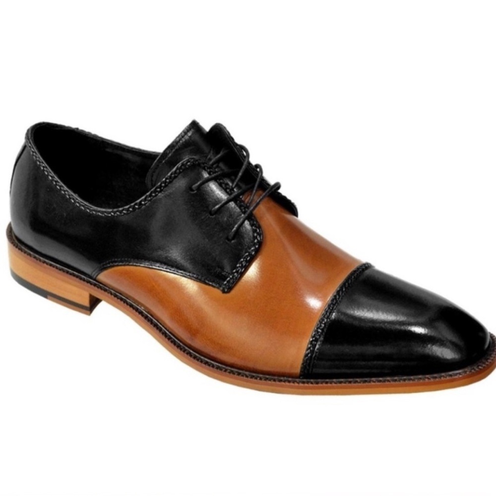 STACY ADAMS |Cabot |Cap Toe | Lace Up | Two Tone| Oxford | Black/Brown |Size 8.5